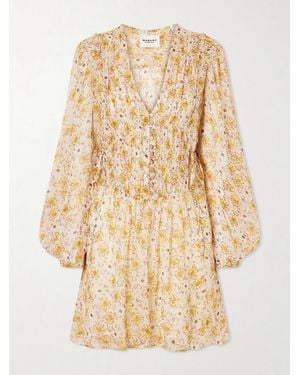 Isabel Marant Florel Floral-Print Crêpe De Chine Mini Dress - Natural