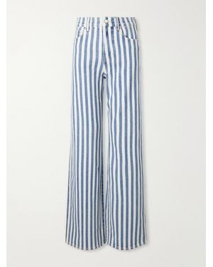Veronica Beard Taylor Striped High-Rise Wide-Leg Jeans - Blue