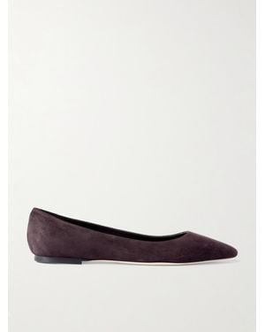 Jimmy Choo Romy Suede Point-Toe Flats - White