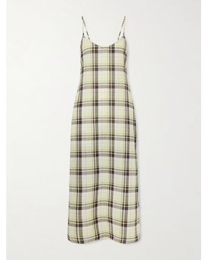 Proenza Schouler Evelyn Tie-Back Checked Crinkled-Voile Maxi Dress - White