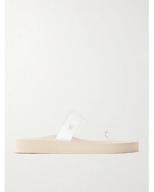 Christen Edge Lizard-Effect Leather Flip Flops - Natural