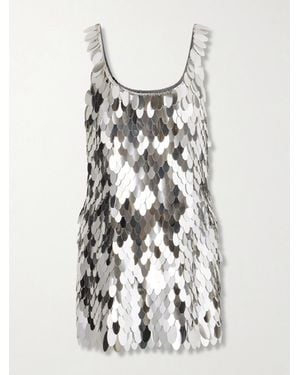 Rabanne Sequined-Tone Chainmail Mini Dress - White