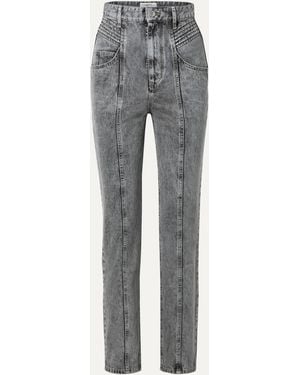 Isabel Marant Henoya Acid-wash High-rise Slim-leg Jeans - Gray