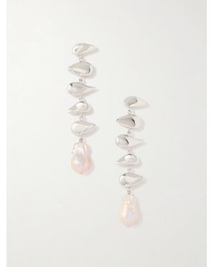 AGMES Long Flora Ohrringe Aus Sterlingsilber Mit Perlen - Weiß
