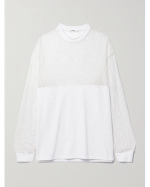 Interior The Bobbi Cotton-Jersey And Lace Top - White
