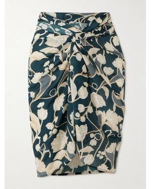 Agua Bendita Net Sustain Emelina Floral-Print Cotton And Silk-Blend Pareo - Green