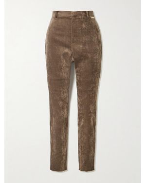 Gucci Embellished Cotton-Blend Stretch-Velvet Skinny Pants - Natural