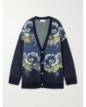 ALÉMAIS Madalena Oversized-Cardigan Aus Jacquard-Strick - Blau