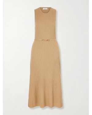 Gabriela Hearst Meier Belted Ribbed Wool And Cashmere Midi Dress - Natural