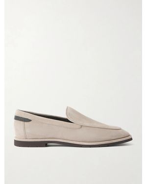 Brunello Cucinelli Embellished Suede Loafers - Natural