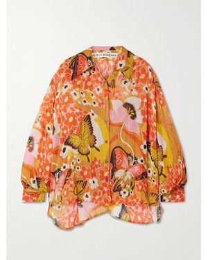 Alix Of Bohemia Emery Marigold Meadow Georgette Shirt - Orange
