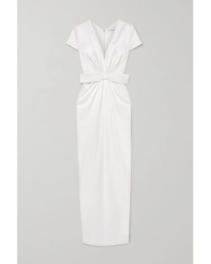 Emilia Wickstead Beatrice Bow-Embellished Ruched Silk-Satin Gown - White