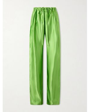 KHAITE Rohen Satin Trousers - Green