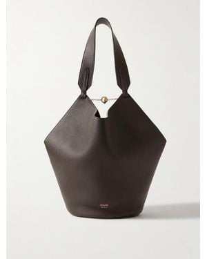 KHAITE Lotus Small Textured-Leather Tote - Black