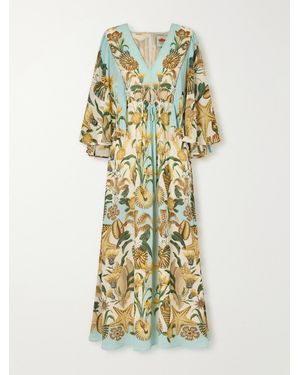 FARM Rio Marine Garden Floral-Print Crepe De Chine Maxi Dress - Metallic