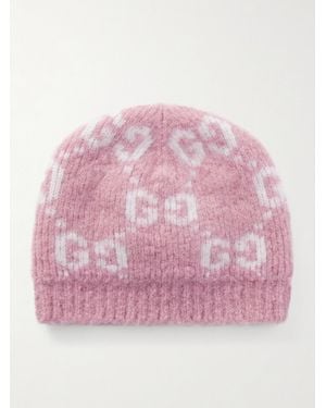 Gucci Jacquard-Knit Alpaca-Blend Beanie - Pink