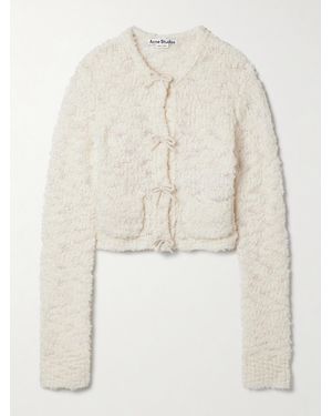 Acne Studios Verkürzter Cardigan Aus Bouclé Aus Einer Wollmischung Mit Schleifen - Natur