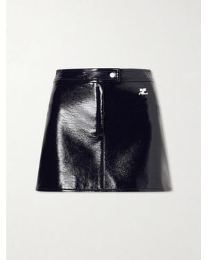Courreges Reedition Appliquéd Coated Cotton-Blend Mini Skirt - Blue