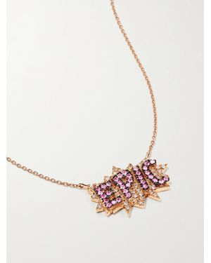 Diane Kordas Epic 18-Karat Rose, Sapphire And Diamond Necklace - White