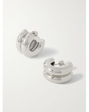 Joolz by Martha Calvo Double Rhodium-Plated Hoop Earrings - White