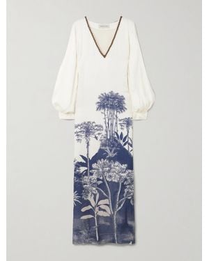ANDRES OTALORA Gingko Maxikleid Aus Einer Bedruckten Lenzing-Ecovero-Mischung - Weiß