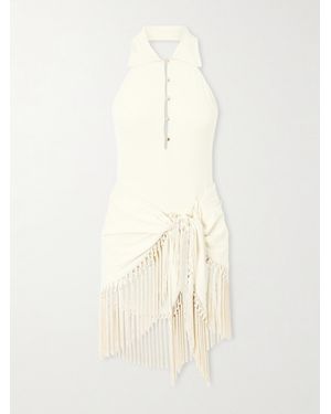 Taller Marmo Tropicana Halterneck Swimsuit And Fringed Pareo Set - Natural