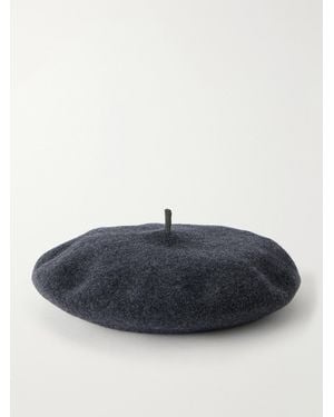Brunello Cucinelli Embellished Wool-Felt Beret - Blue