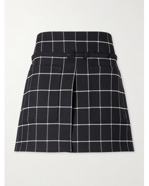 Courreges Belted Checked Wool-Blend Mini Skirt - Black