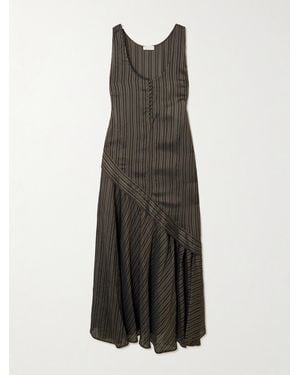 Dries Van Noten Striped Satin Midi Dress - Brown