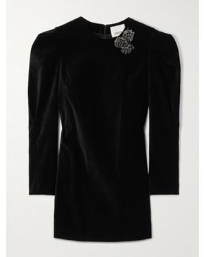 Isabel Marant Danee Embellished Cotton-Velvet Mini Dress - Black