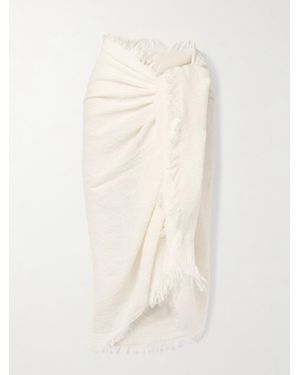 TOTEME Schal Aus Bouclé Aus Einer Leinenmischung Mit Jacquard-Muster Und Fransen - Natur