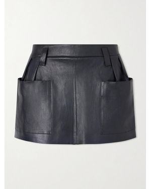 Stouls Anastasia Pleated Leather Mini Skirt - Gray
