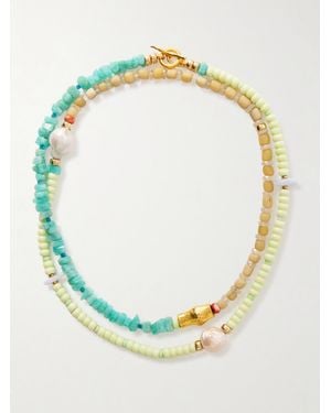 Lizzie Fortunato Cabana-Plated Multi-Stone Beaded Necklace - Metallic