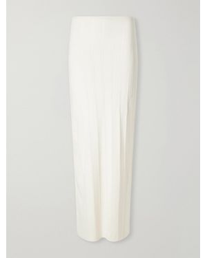Colleen Allen Ribbed-Knit Merino Wool Maxi Skirt - White