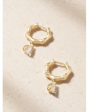 Anita Ko Small Bamboo Huggies 18-Karat Diamond Hoop Earrings - Natural
