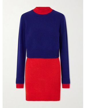 Jil Sander Two-Tone Layered Wool-Blend Mini Dress