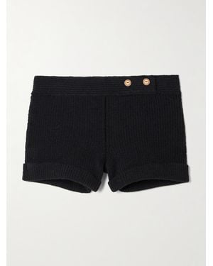 Isabel Marant Diha Button-Embellished Ribbed Wool-Blend Shorts - Black