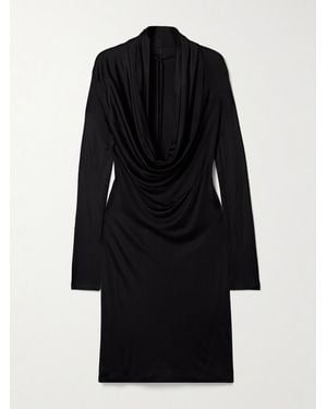Helmut Lang Draped Satin-Jersey Midi Dress - Black