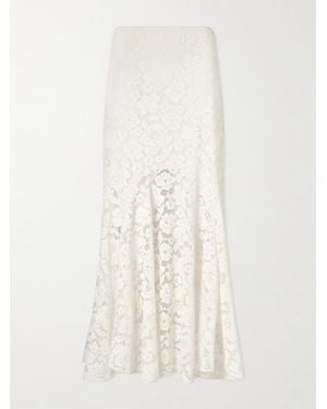 RIXO London Jade Pleated Lace Midi Skirt - White