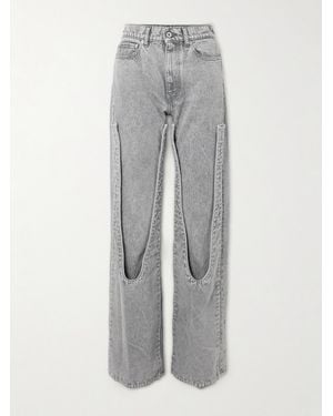 Y. Project Snap Off Chap Convertible High-Rise Organic Straight-Leg Jeans - Grey