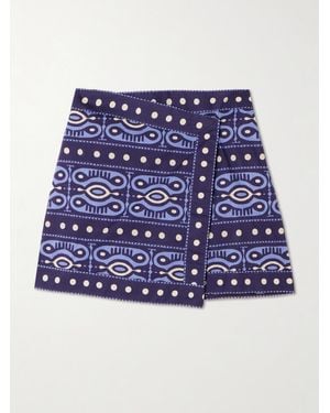 Johanna Ortiz Hunting Roots Mini-Wickelrock Aus Bedruckter Baumwolle - Blau