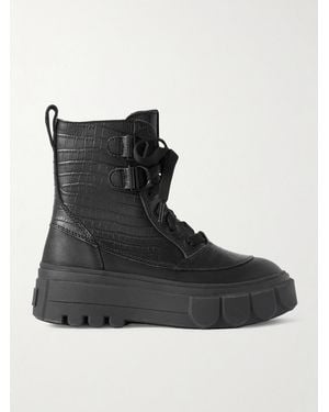 Sorel Caribou Croc-Effect And Smooth Leather Ankle Boots - Black