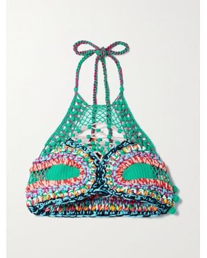 Etro Cropped Crocheted Halterneck Top - Blue