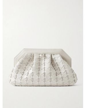 Serapian Secret Mini Embellished Woven Leather Clutch - Natural