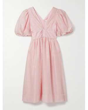 Sea Florence Gathered Cloqué Midi Dress - Pink