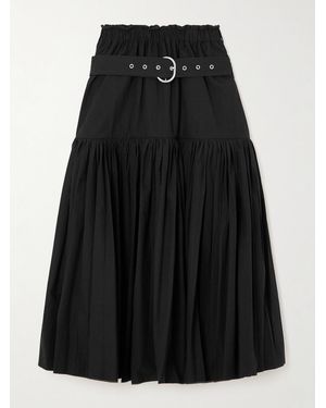 Jil Sander Belted Cotton-Poplin Midi Skirt - Black