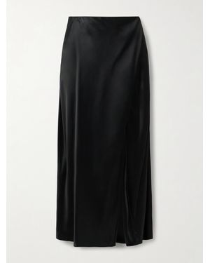 KHAITE Demi Satin Midi Skirt - Black
