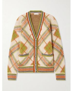 Rabanne Checked Brushed Jacquard-Knit Cardigan - Metallic