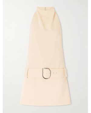 SIR. Sabina Belted Draped Woven Halterneck Mini Dress - Natural