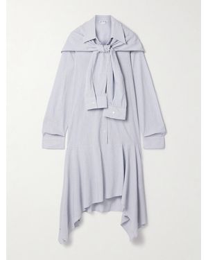 Acne Studios Asymmetric Draped Striped Voile Shirt Dress - Blue